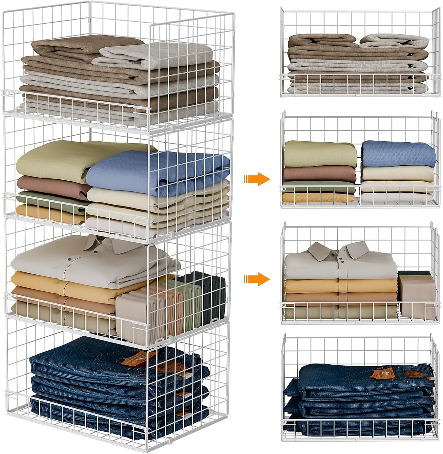 4-Tier Stackable Closet Organizers for Efficient Storage Solutions