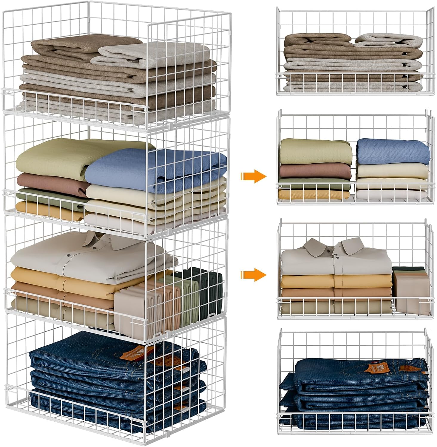 4-Tier Stackable Closet Organizers for Efficient Storage Solutions