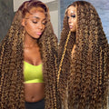 30 Inch Honey Blonde Ombre Lace Front Wig Human Hair - Deep Wave