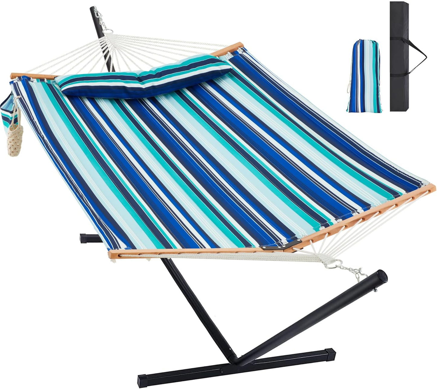 Two Person Hammock with Stand for Outdoor Relaxation and Comfort