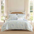 Queen Comforter Set Nora Blue - Soft Cotton Blend Reversible Comforter
