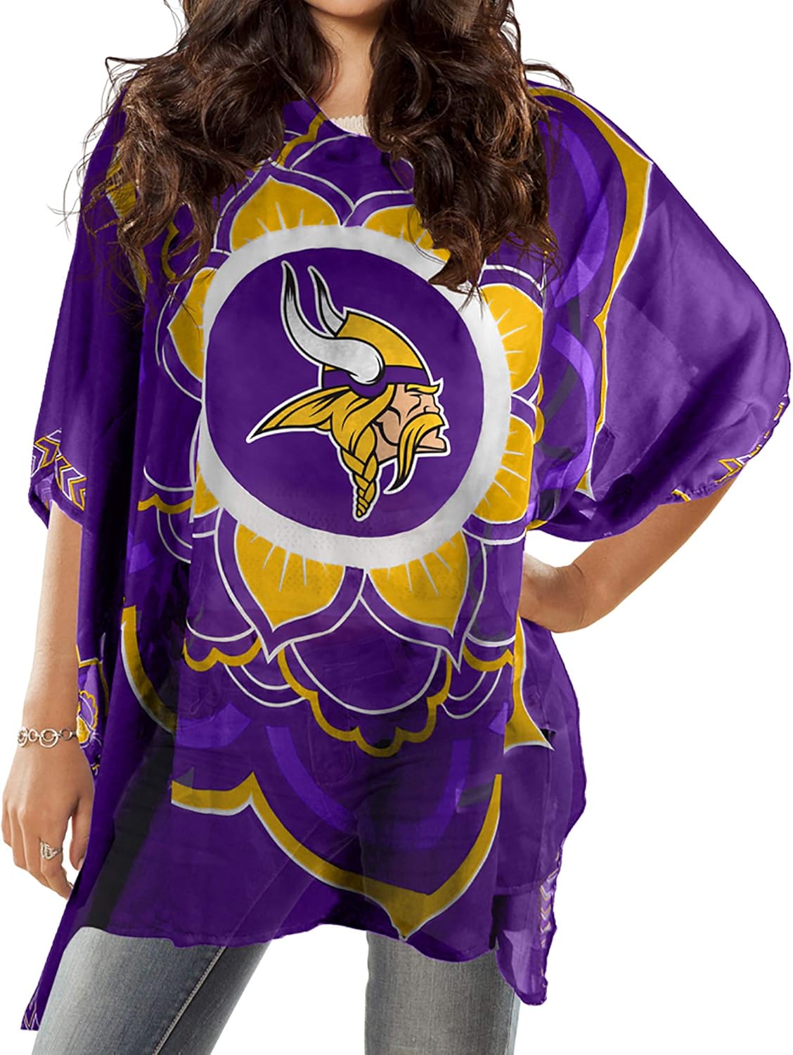 NFL Sheer Caftan With Flower Design for Women - Perfect Coverup