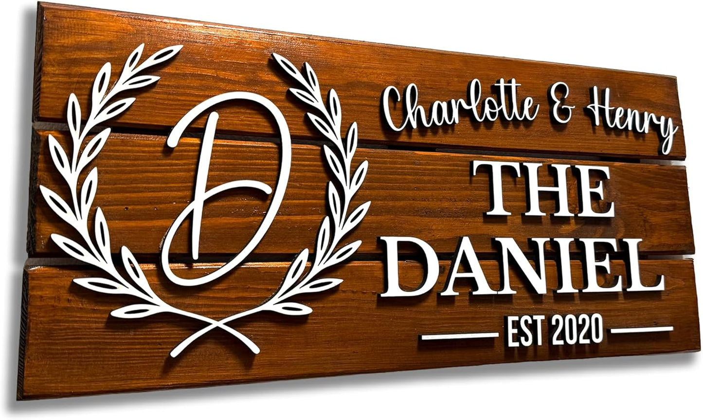 Custom Wooden Monogram Family Name Sign for Couples 2025