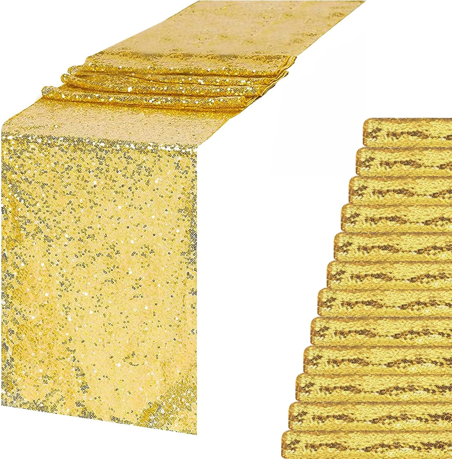 Gold Sequin Table Runner 12 PCS for Stunning Party Decor