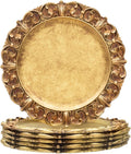 Set of 6 Antique Gold Charger Plates for Elegant Table Setting