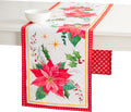 Table Runner 14.5 in x 108 in Poinsettia Christmas - Festive Cotton