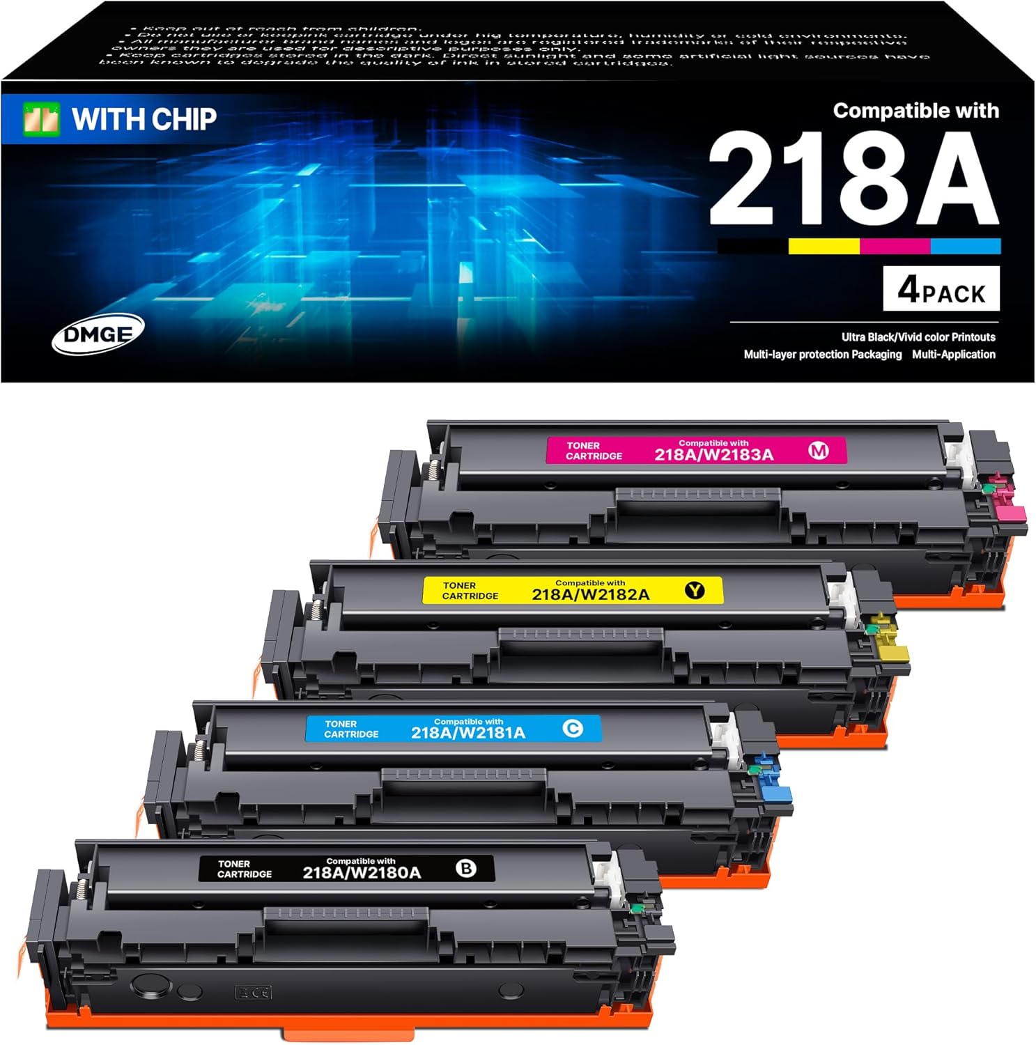 High Yield 218A Toner Cartridges 4 Pack for HP Printers