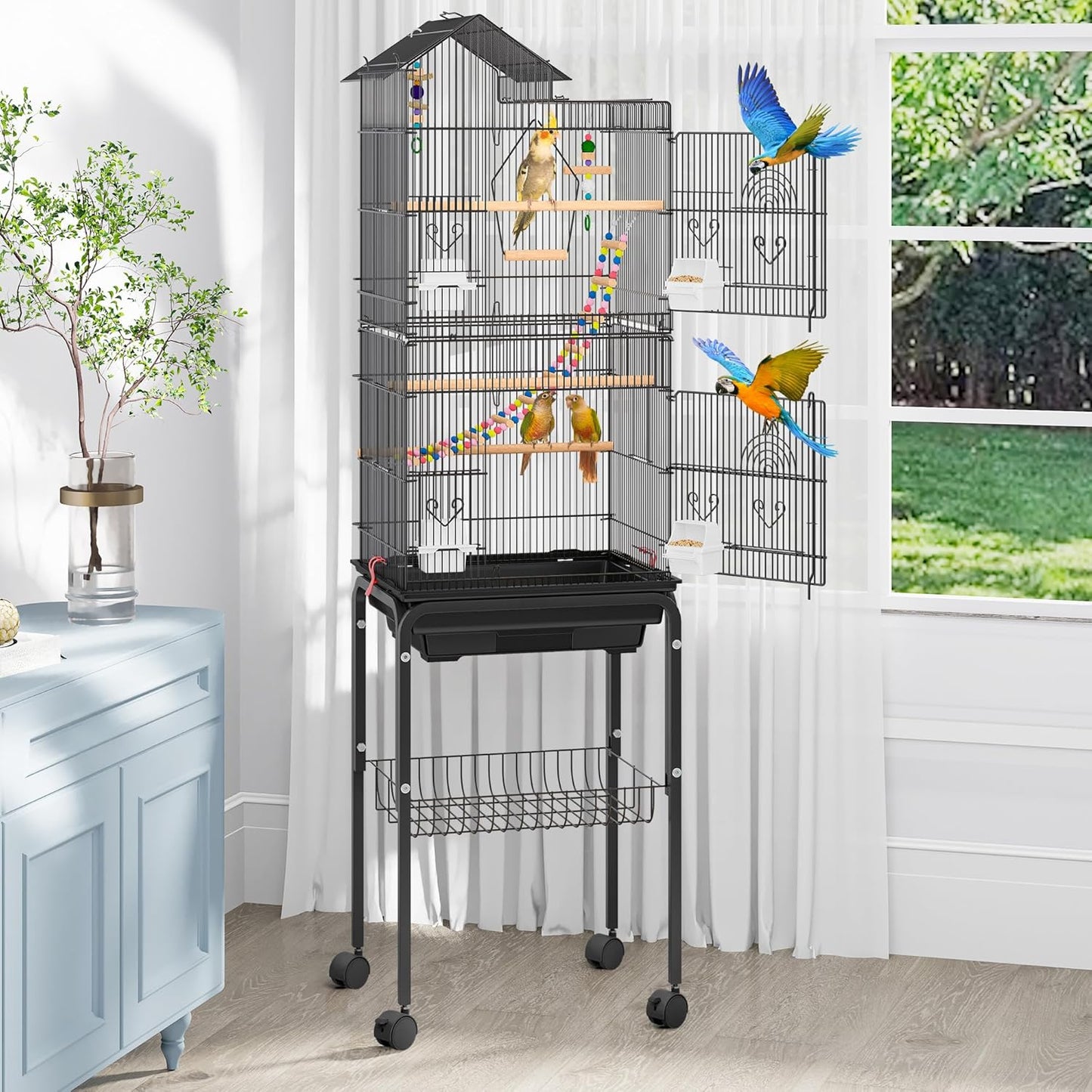 YITAHOME 62 inch Metal Bird Cage for Parrots and Cockatiels