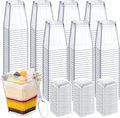 5 Oz Square Mini Dessert Cups with Lids and Spoons - 600 Pc Set