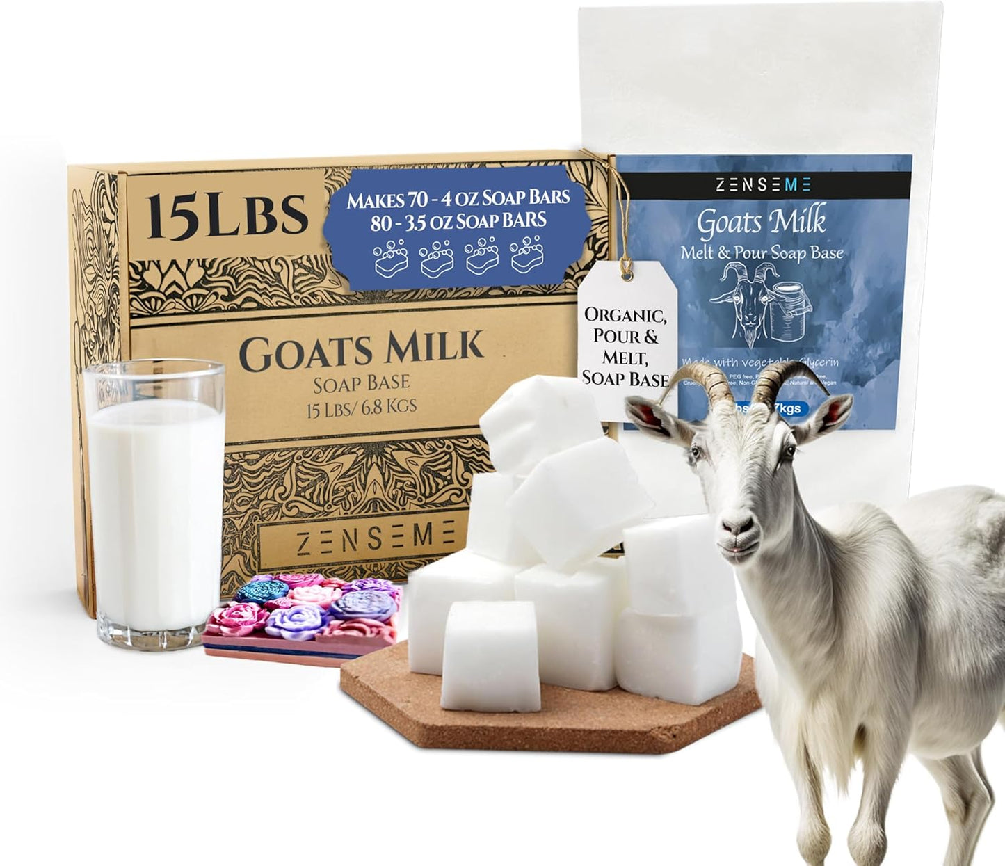 15 LBS Goats Milk Soap Base - Natural Organic Supplies Kit