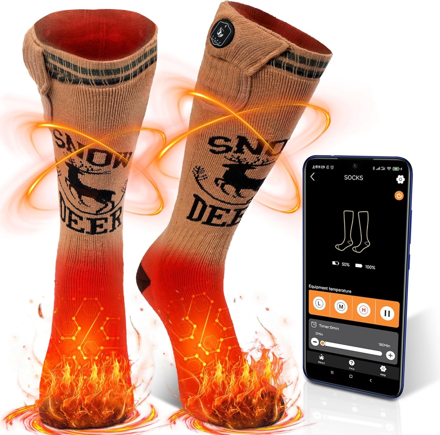 SNOW DEER Heated Socks with App Control for Winter Sports