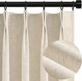 Topfinel 102 in Cream Total Blackout Linen Curtains - Pinch Pleat