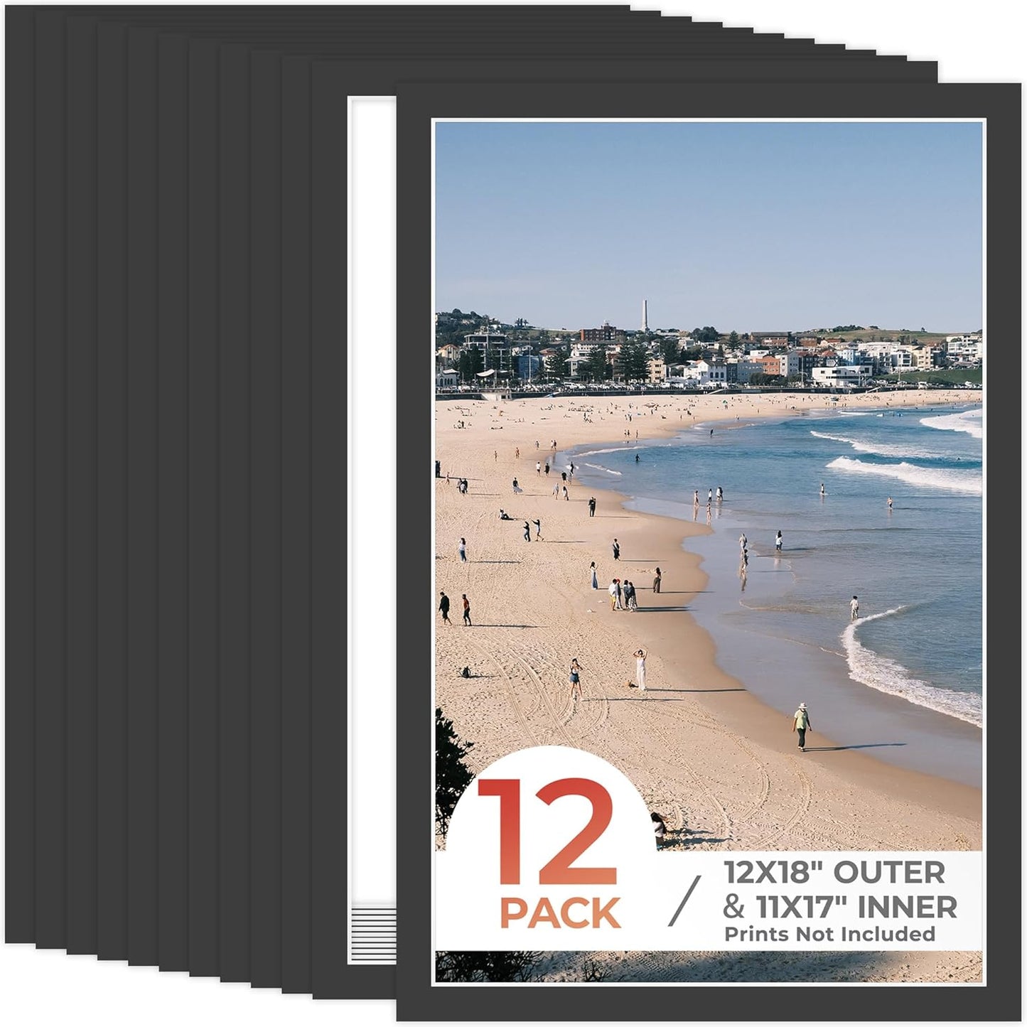 Frametory 12X18 Black Pre-Cut Picture Mats for 11X17 Photos
