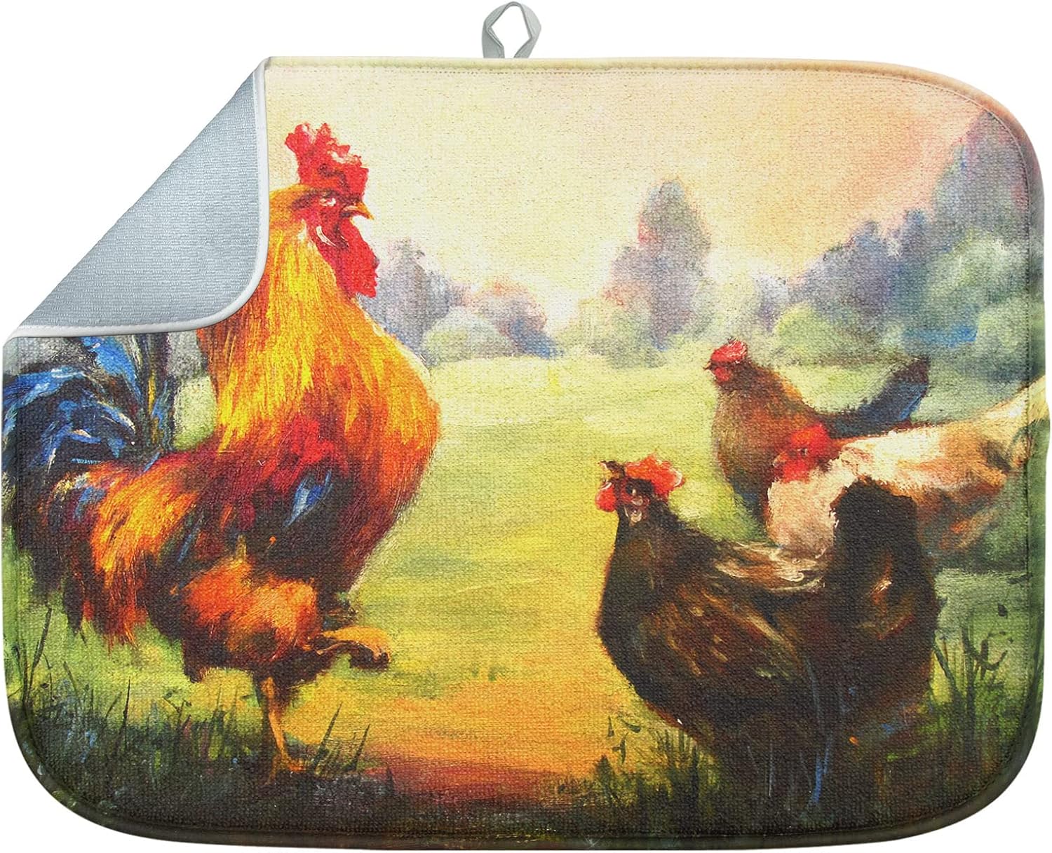 Sanwarm Rooster Chickens Dish Drying Mat, Heat Resistant, 18 x 24