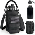 64 oz Insulated Water Bottle for Men - Tactical Black Half Gallon