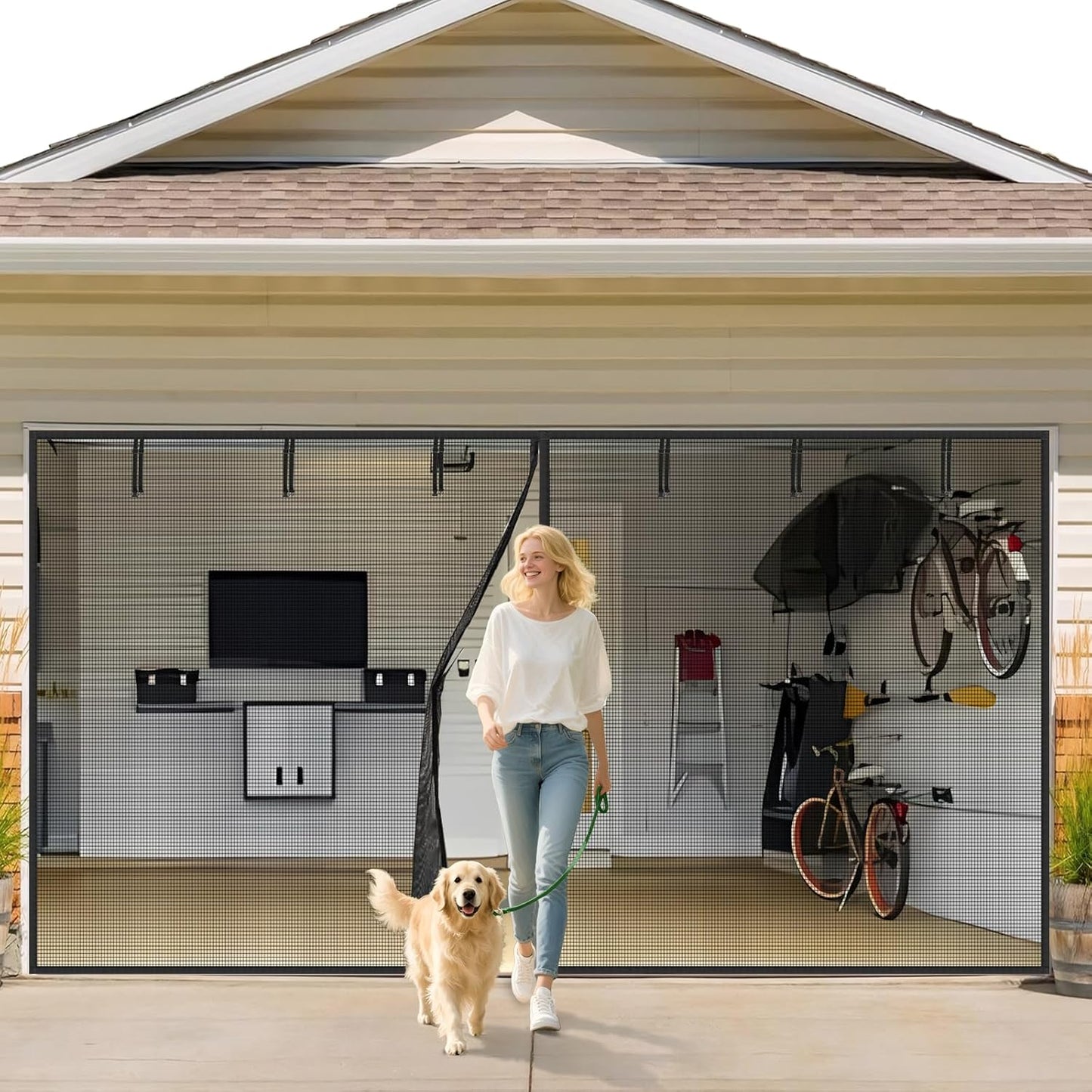 Garage Door Screen 2 Car 16x7ft for Easy Entry and Exit