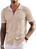 COOFANDY Men's Knit Short Sleeve Button Down Polo Shirt (Style ZX4H)