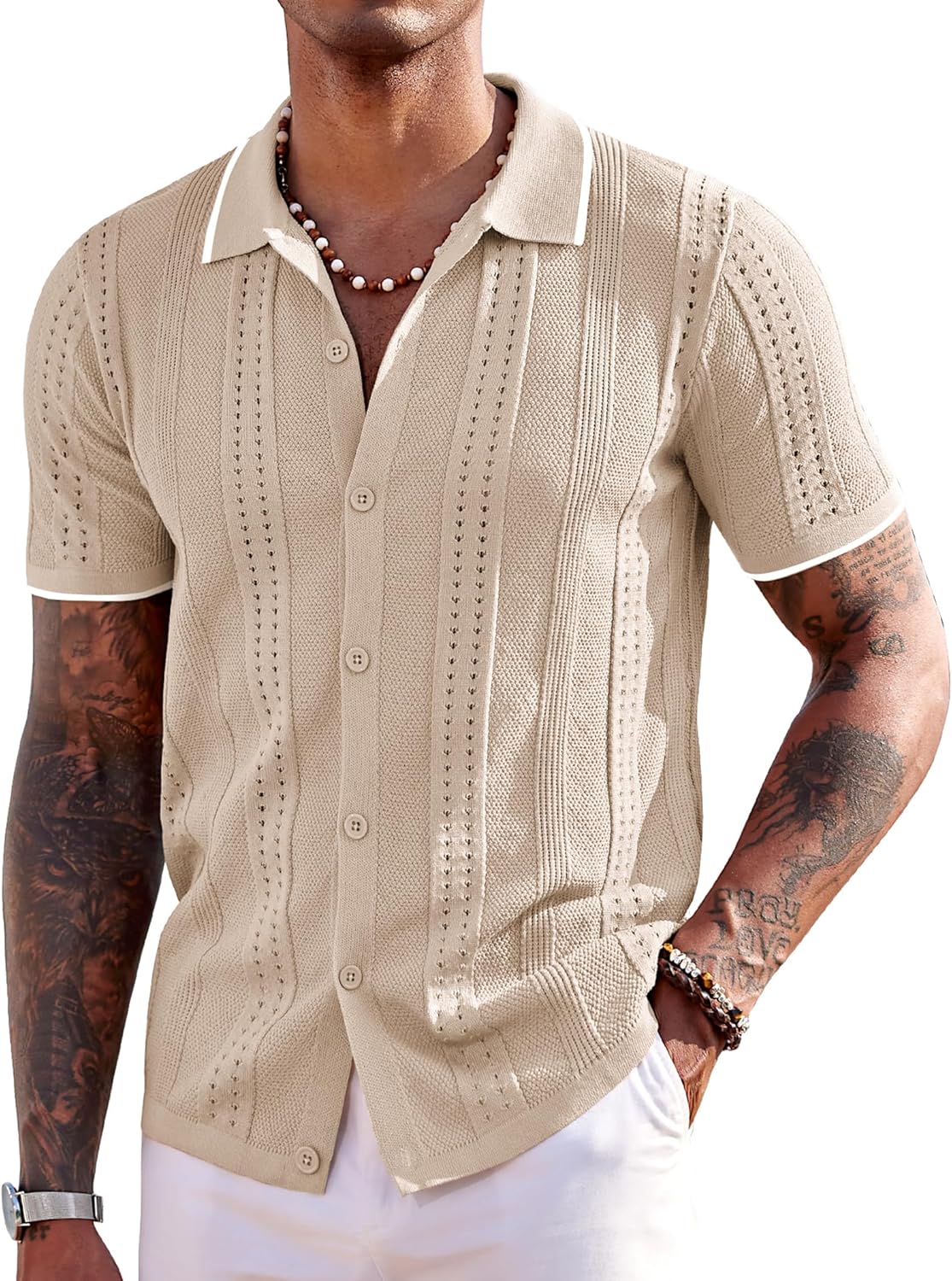 COOFANDY Men's Knit Shirts Short Sleeve Casual Summer Style