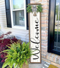 Welcome Sign for Front Porch 45in x 9in Wood White - Rustic Porch