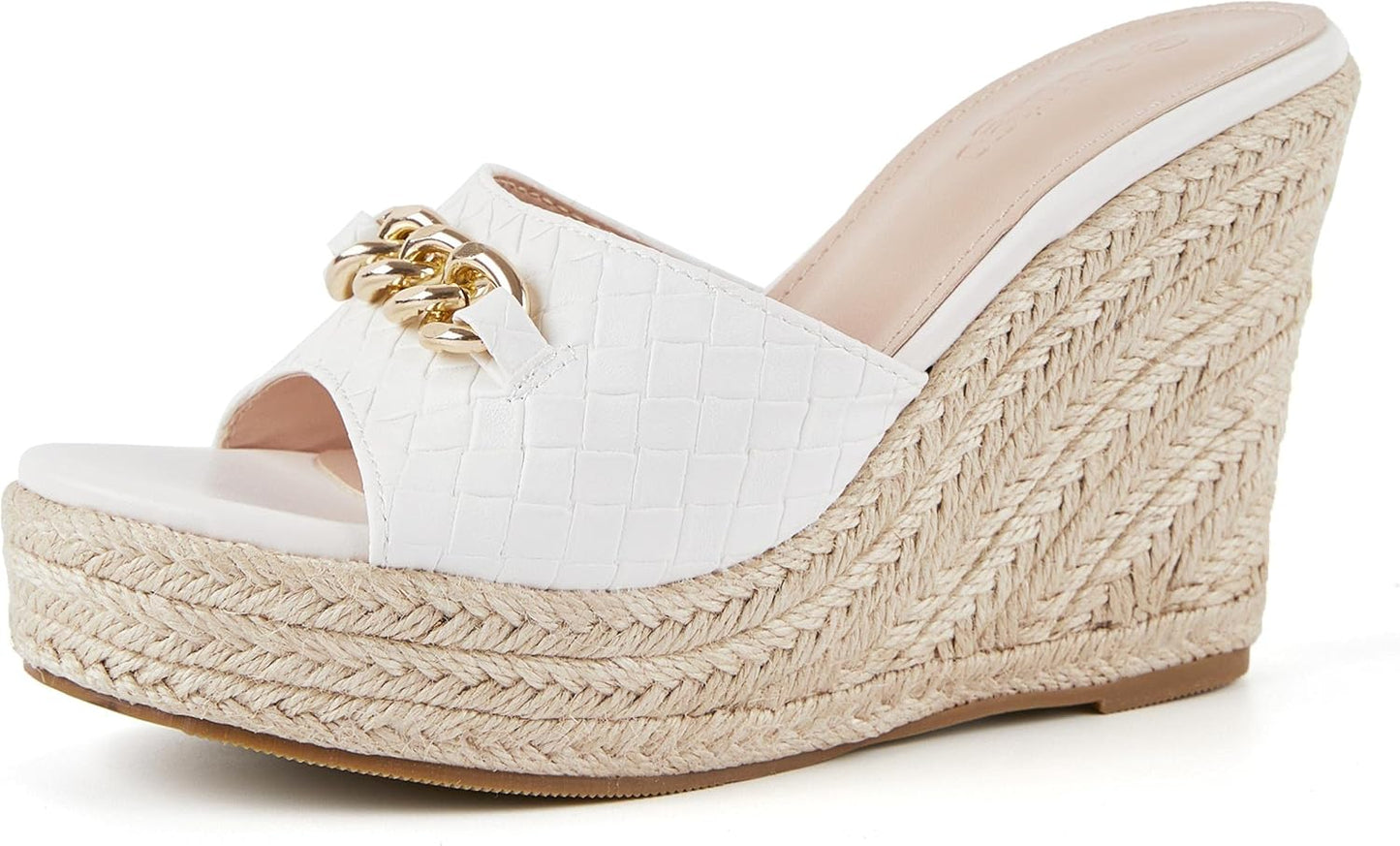 Coutgo Women's Wedge Sandals with Trendy Chain Detail