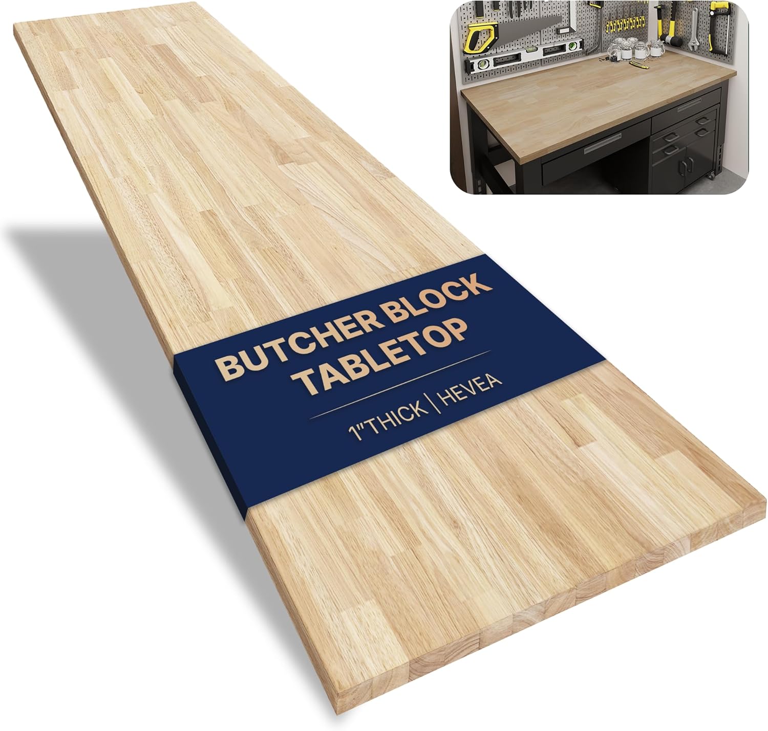 48 x 25in Solid Hevea Wood Table Top for DIY Projects