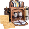 Picnic Basket Backpack for 2 Person - Insulated Cooler & Blanket