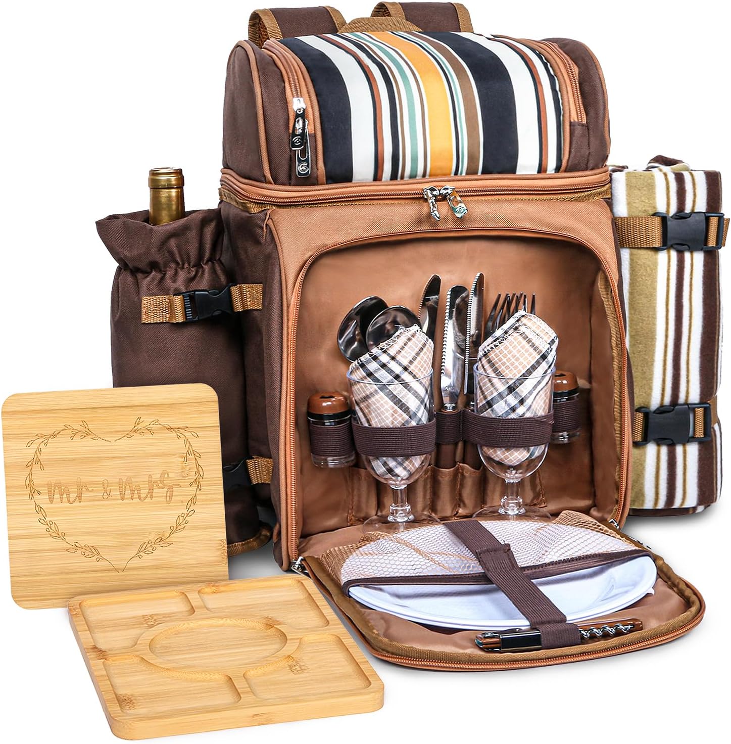 Hap Tim Picnic Basket Backpack for 2 with Blanket & Charcuterie