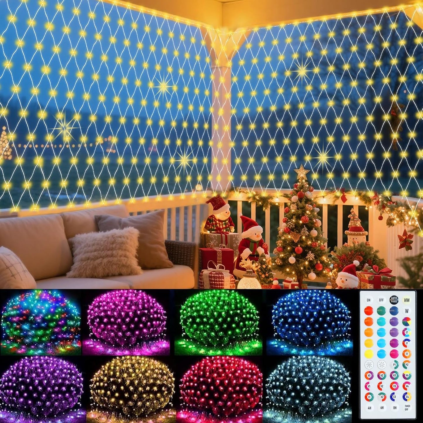RGB Net Lights for Color Changing Christmas Outdoor Decoration