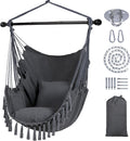 Hammock Chair Swing with Steel Support Bar - Large Dark Gray Comfort