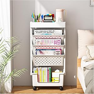5 Tier Desk Organizer with Wheels for Office and Home Use