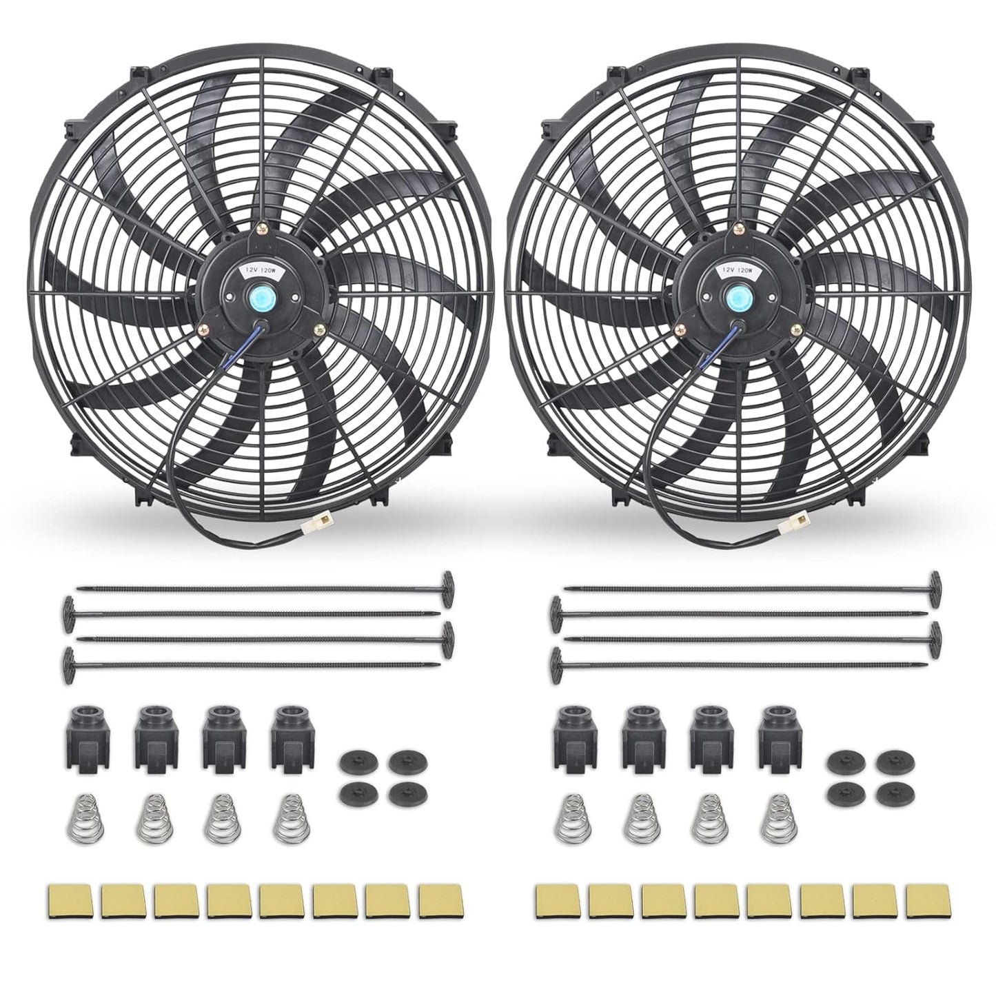 16 Inch Universal Slim Electric Radiator Cooling Fan Kit Set of 2