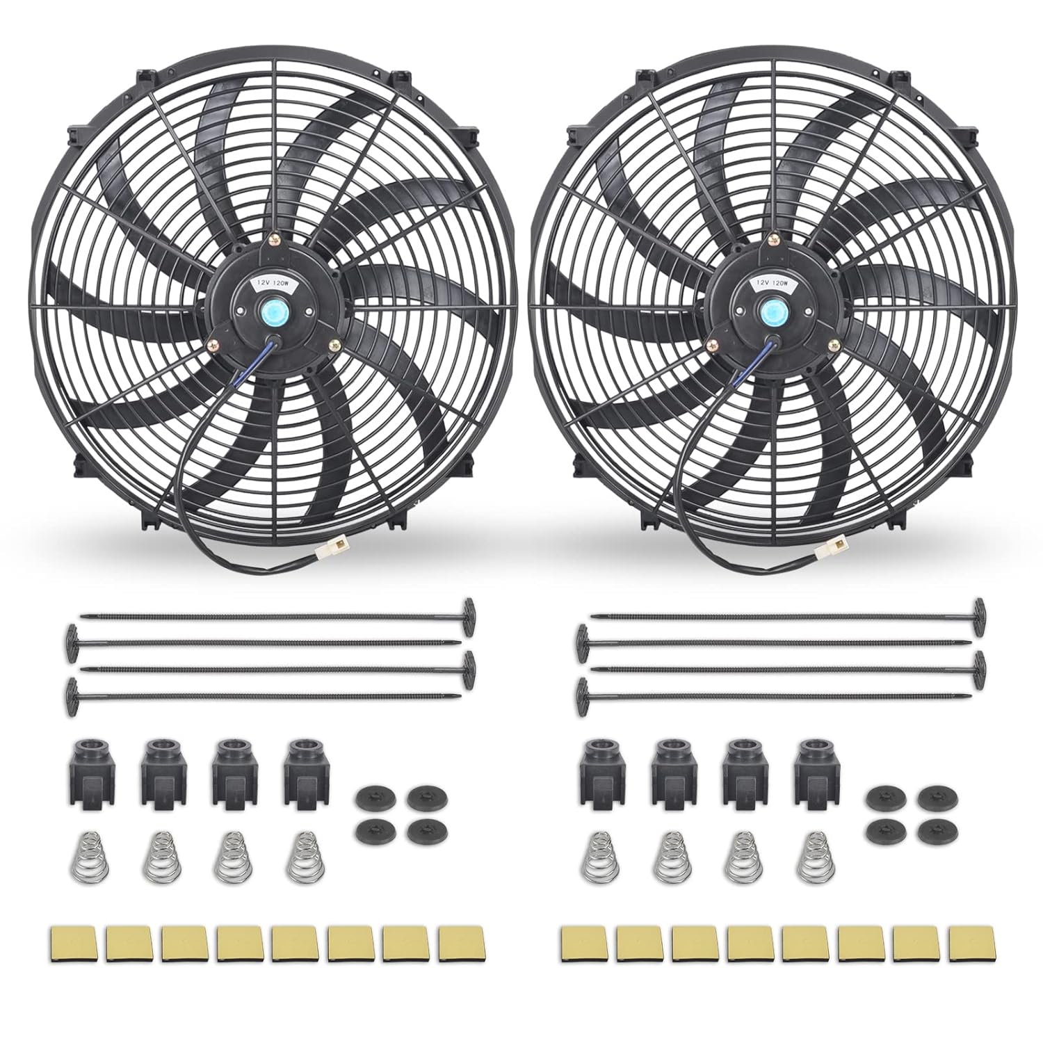 16 Inch Universal Slim Electric Radiator Cooling Fan Kit Set of 2