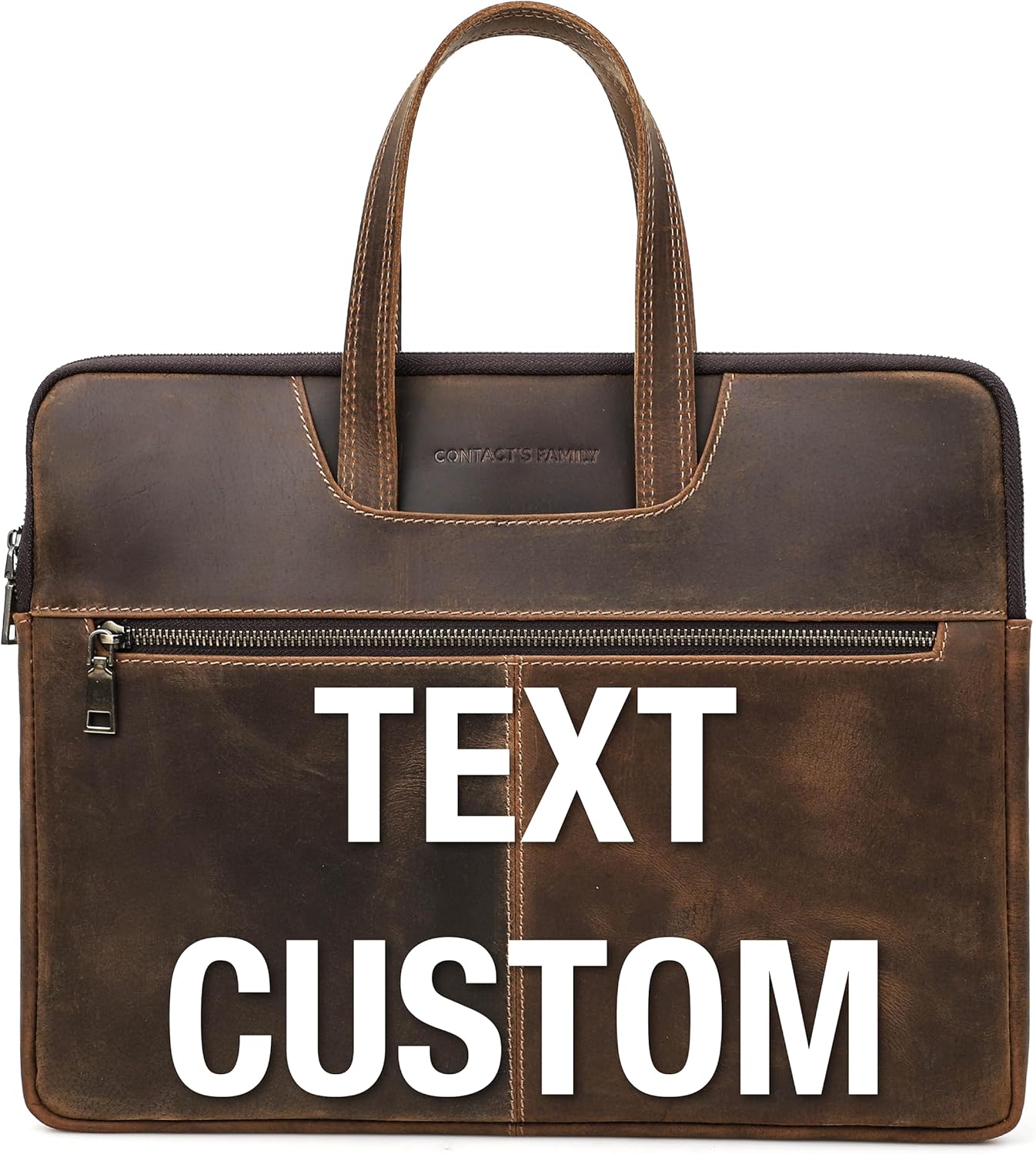 Top Grain Leather Customizable Slim Laptop Briefcase Handbag
