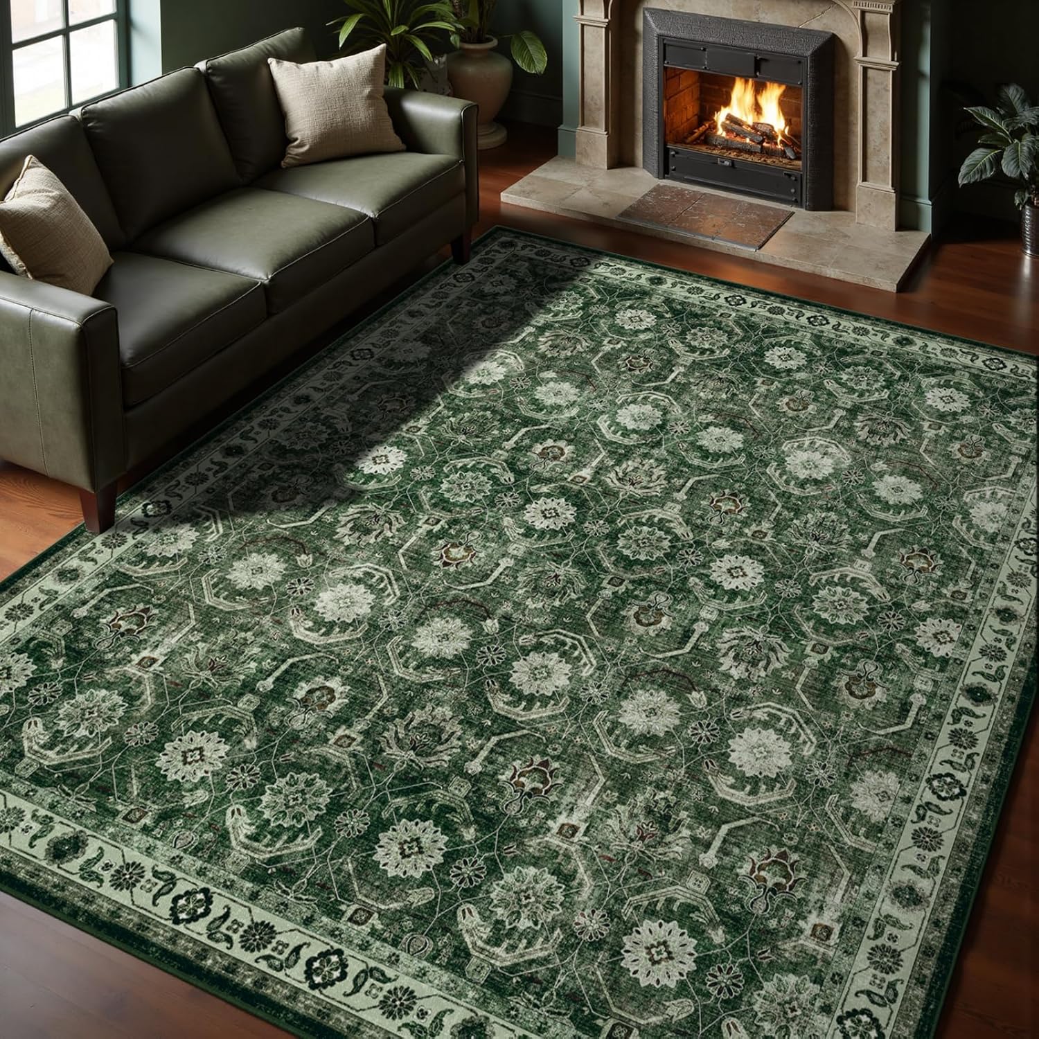 8x10 Area Rugs Soft Non Slip Washable Boho Modern Rug Sage Green