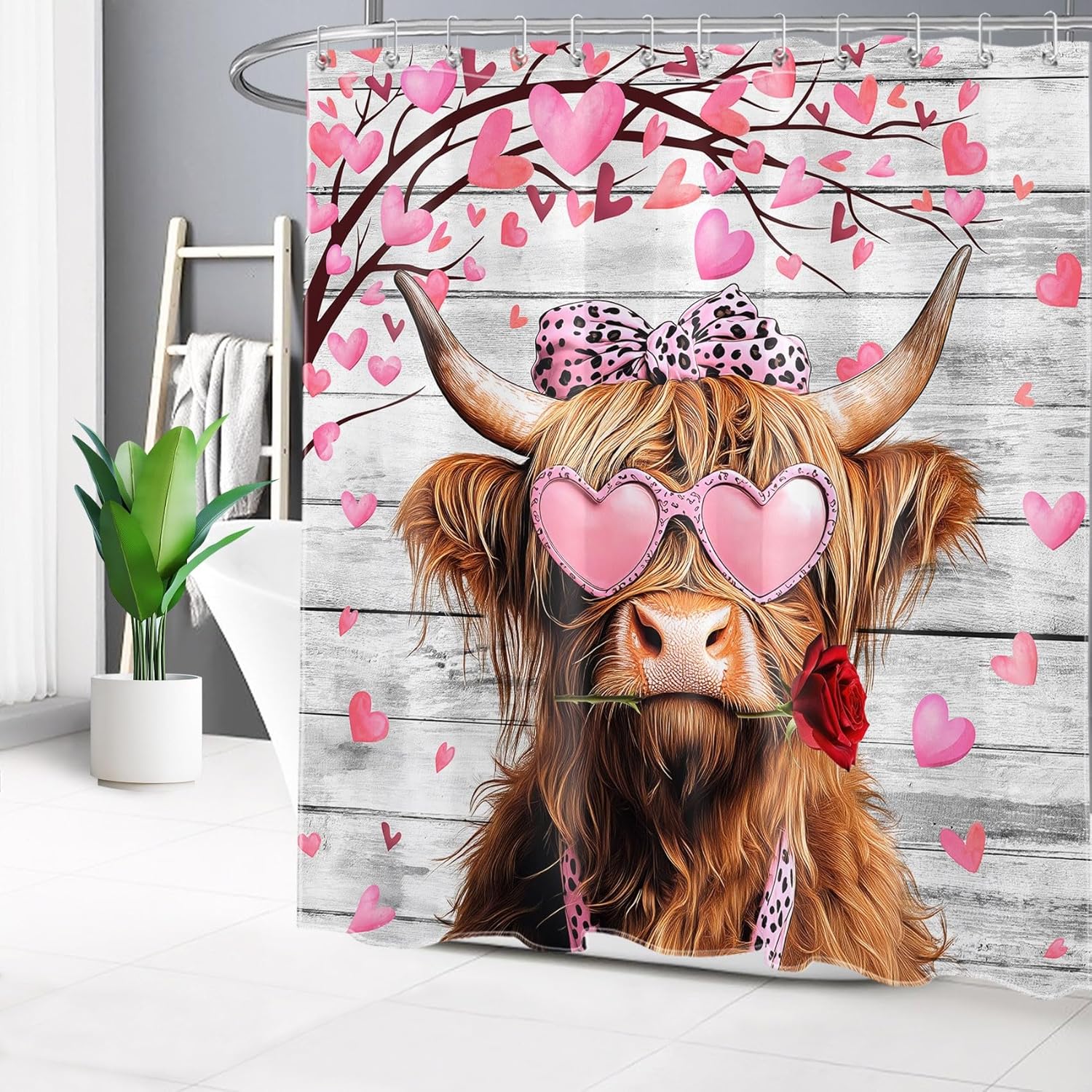 Valentines Day Funny Cow Shower Curtain