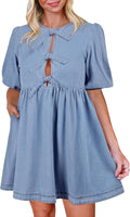 Qazel Vorrlon Denim Dress for Women Babydoll Jean Romper - Versatile