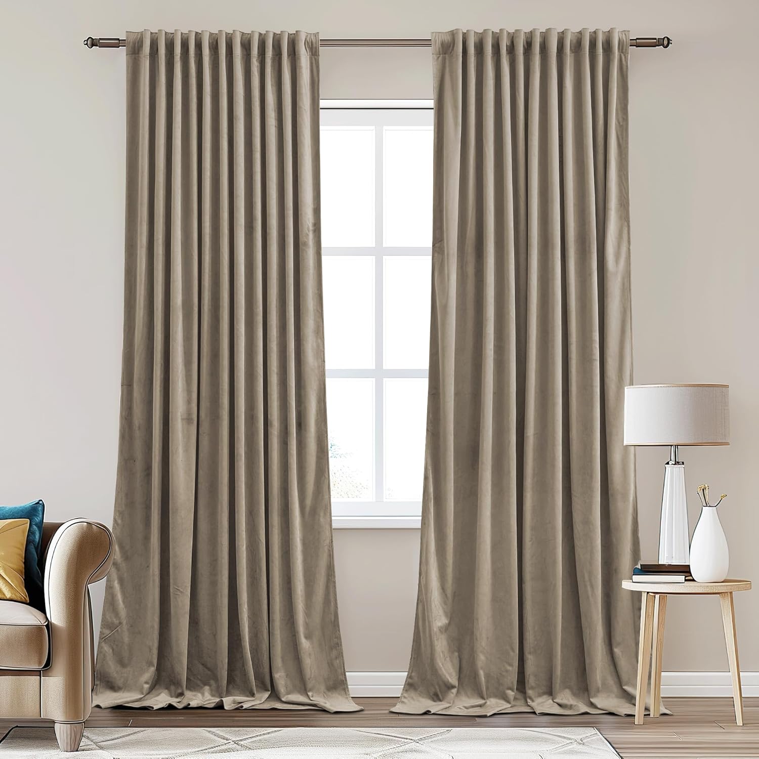 StangH Velvet Curtains for Sliding Door Extra Wide Privacy