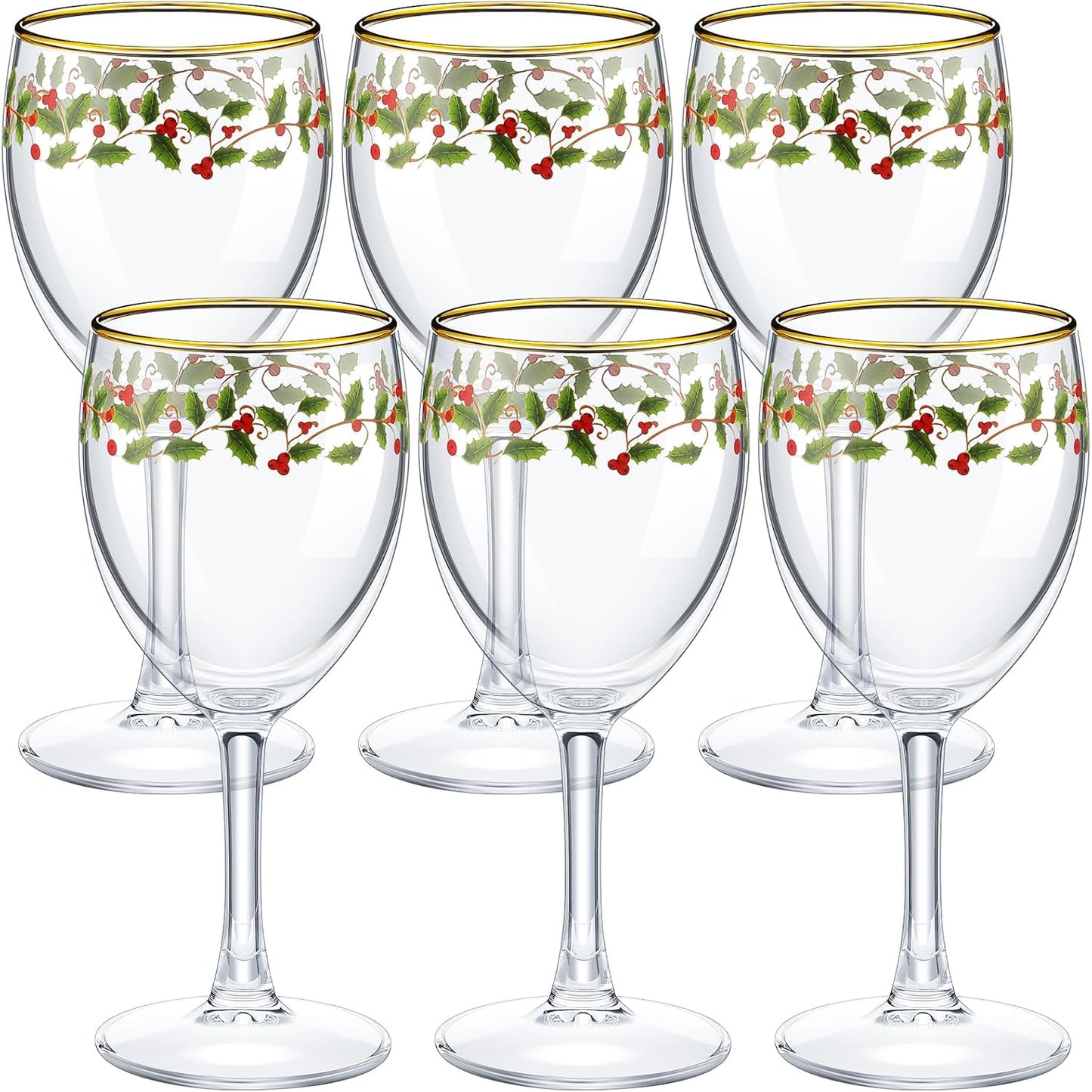 Nitial 6 Pcs Christmas Wine Glasses Set for Holiday Gatherings