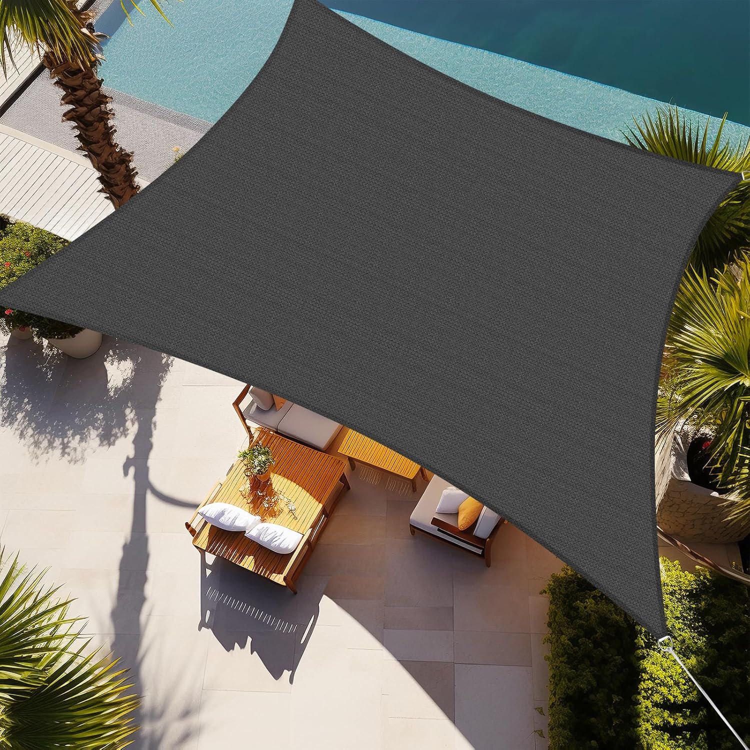 Rectangle Sun Shade Sail 12ftX16ft for Patio Garden Yard Deck