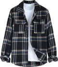 Mens Plaid Flannel Shirt Jacket Long Sleeves - Soft, Warm Layer