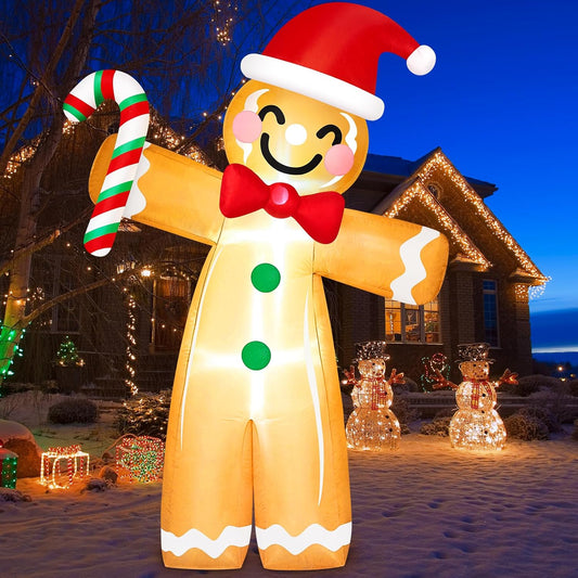 8FT Tall Giant Gingerbread Inflatable Christmas Decoration for Yard