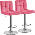 Yaheetech Pink Bar Stools Set of 2 - Adjustable Velvet Counter Stools