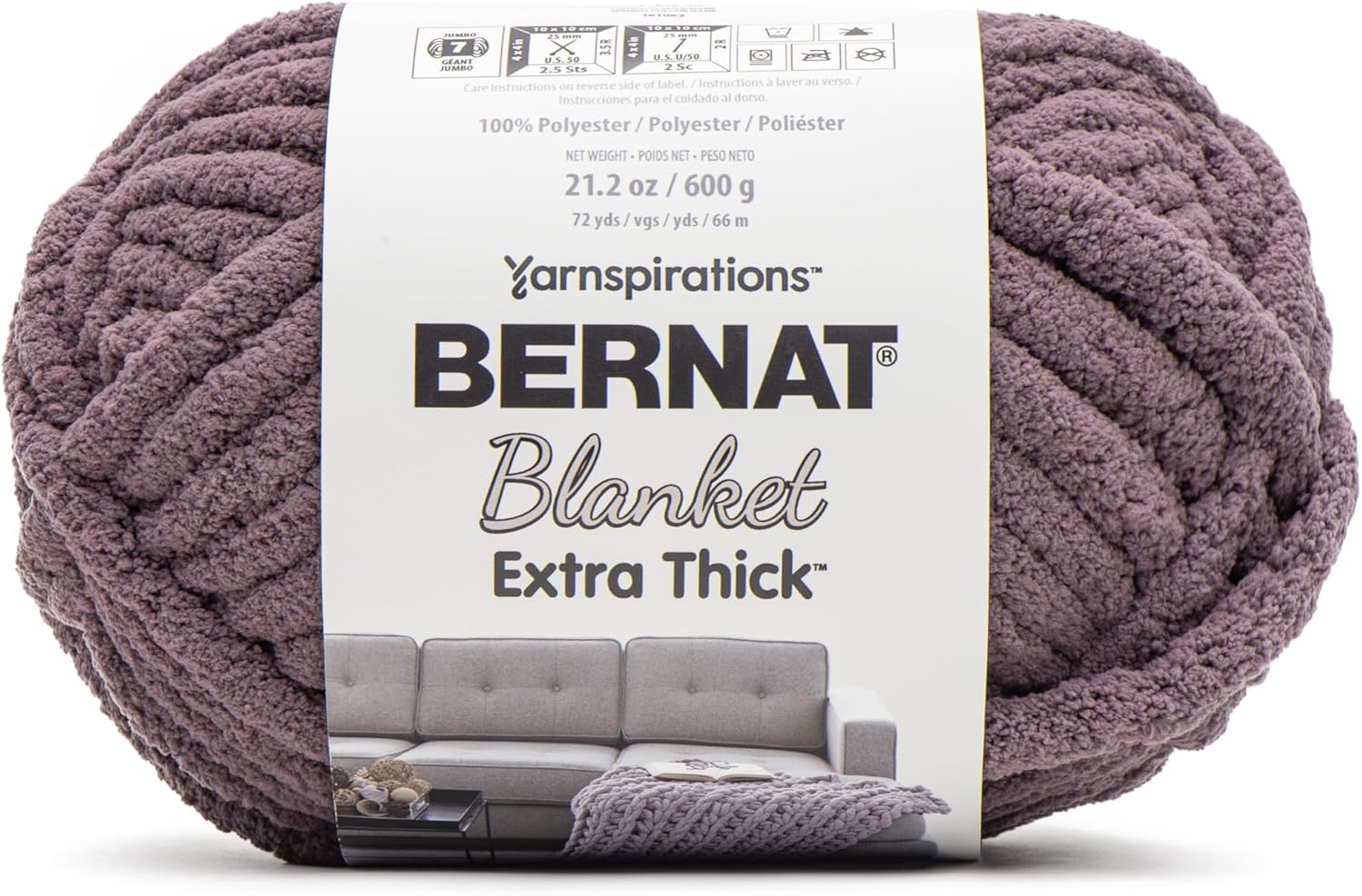 Bernat Blanket Extra Thick Yarn in Lunar Purple for Crafts