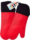 Extra Long Professional Silicone Oven Mitt - 14.7in Heat Protection
