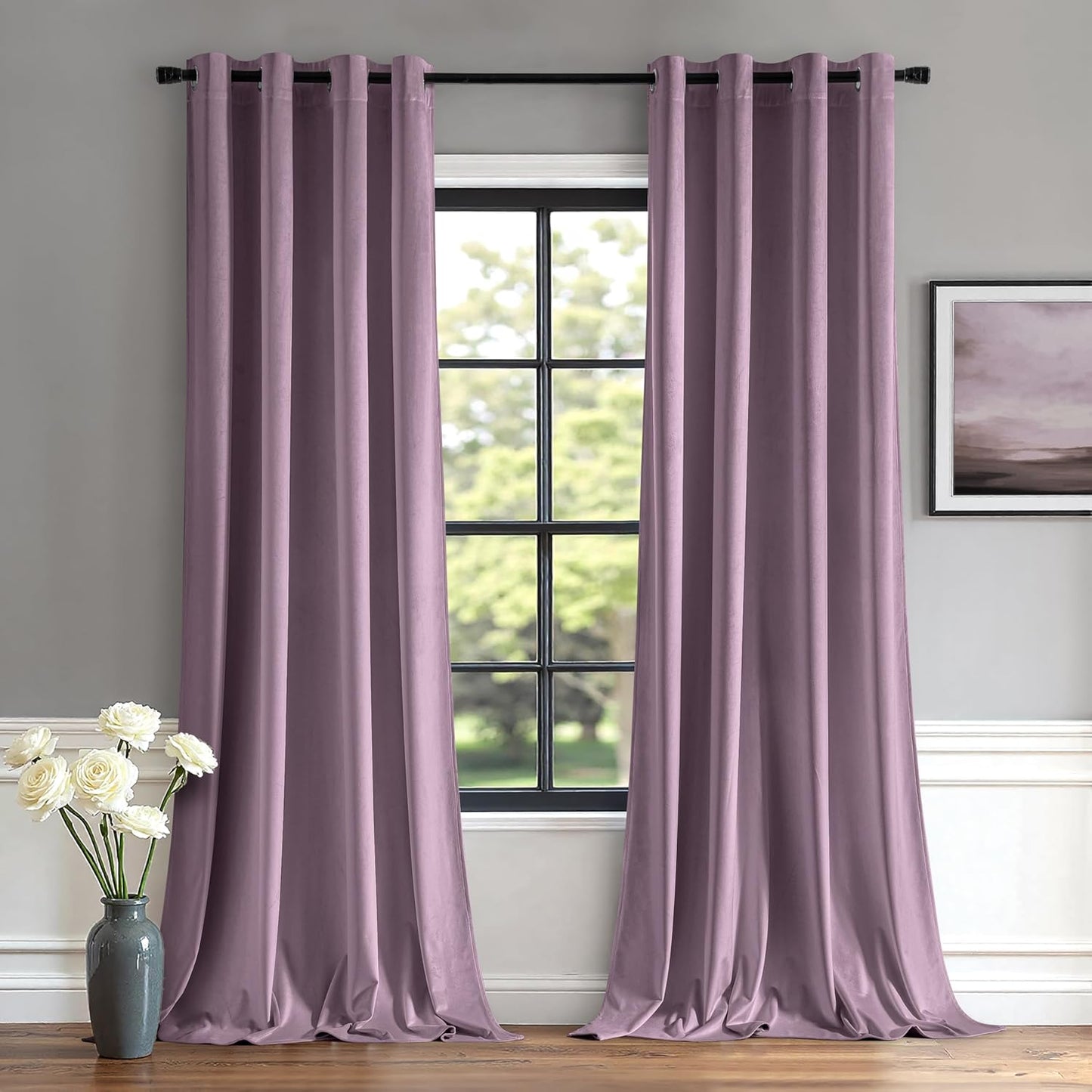 MIULEE Velvet Curtains Lavender Light Purple Elegant Grommet
