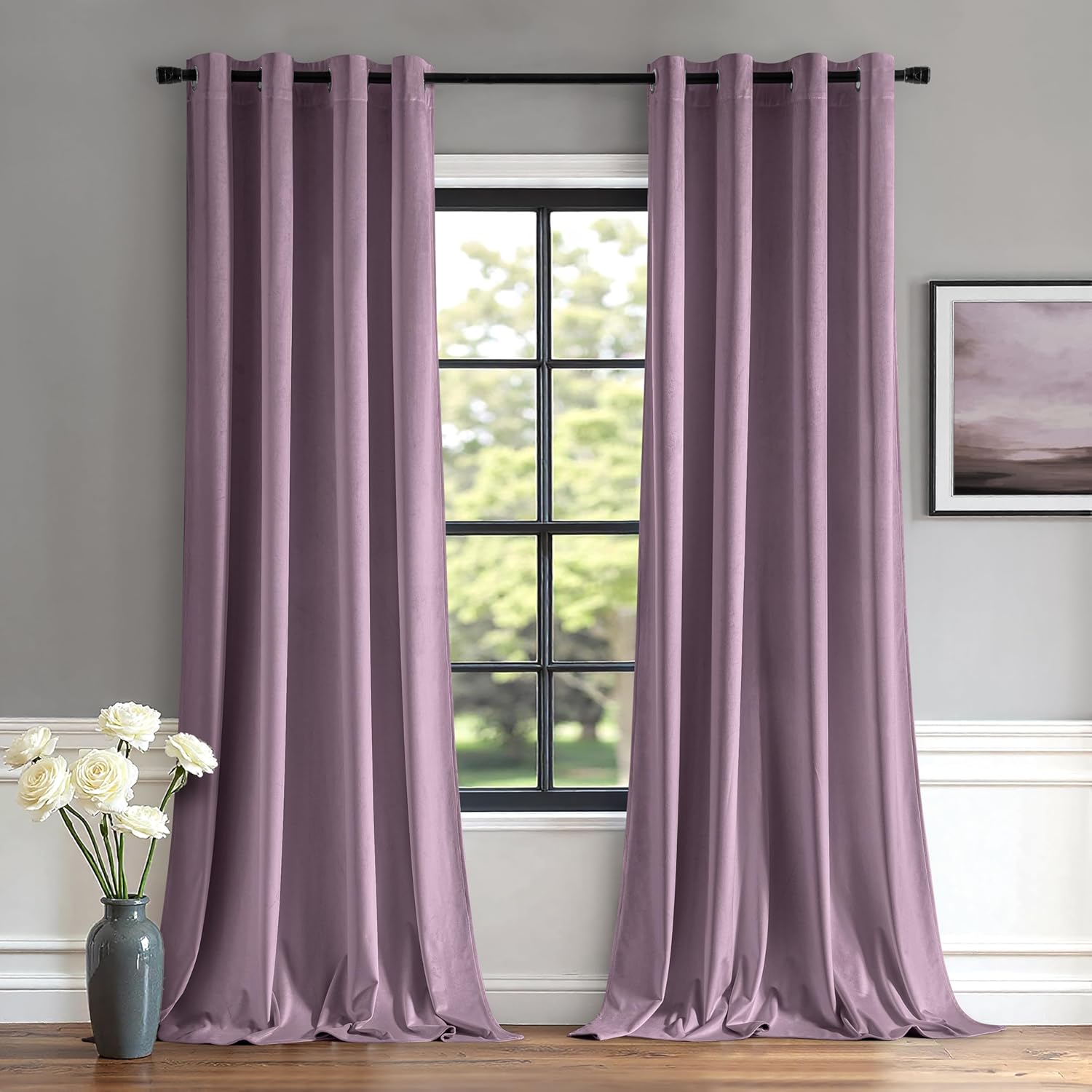 MIULEE Velvet Curtains Lavender Light Purple Elegant Grommet