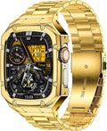 Stainless Steel Watch Band with Case for Men 49mm Gold - Rugged