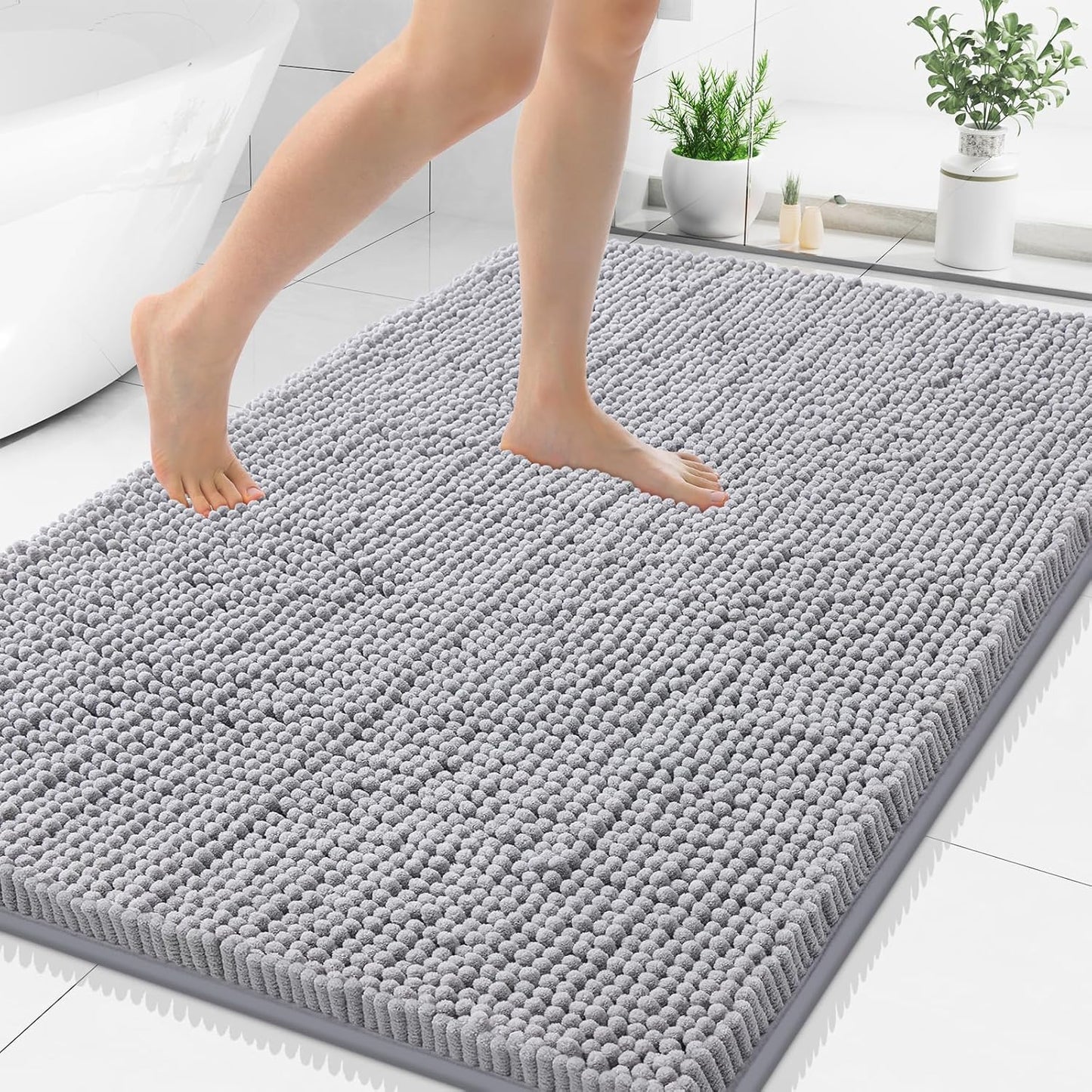 Smiry Luxury Chenille Bathroom Rugs for Soft Comfort and Style