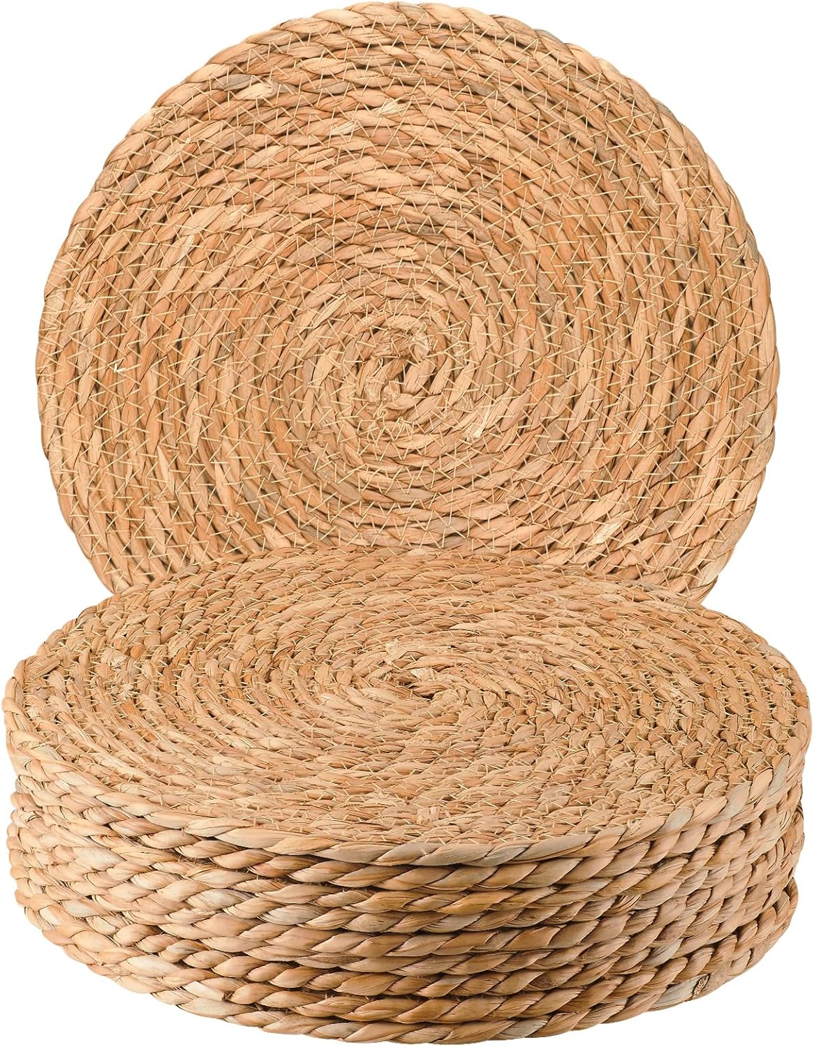 Round Woven Placemats Set of 10 - Boho Rattan Table Mats