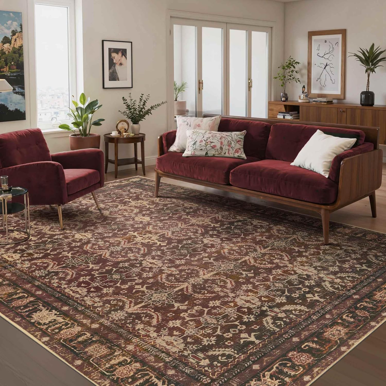 6x9 Area Rugs for Living Room Bedroom, Vintage Oriental Boho Rug
